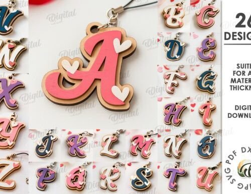 Valentine Monogram Keychains Bundle 136263452 (1) Creativo Digital